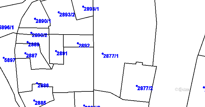 Parcela st. 2877/1 v KÚ Jihlava, Katastrální mapa