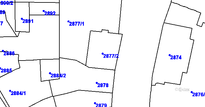 Parcela st. 2877/2 v KÚ Jihlava, Katastrální mapa