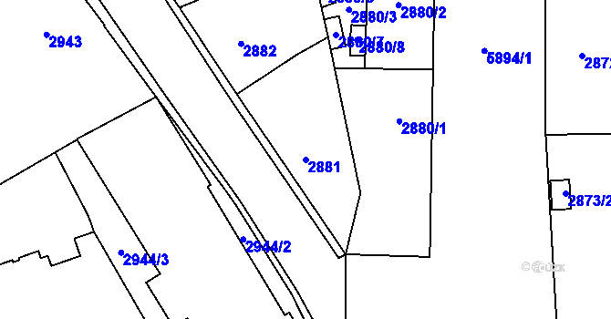 Parcela st. 2881 v KÚ Jihlava, Katastrální mapa
