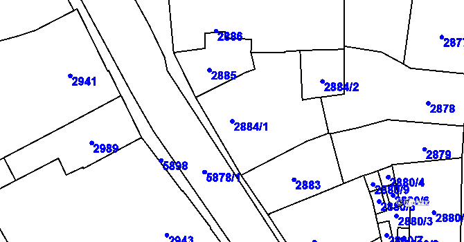 Parcela st. 2884/1 v KÚ Jihlava, Katastrální mapa