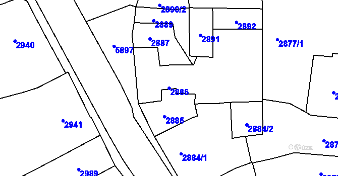 Parcela st. 2886 v KÚ Jihlava, Katastrální mapa