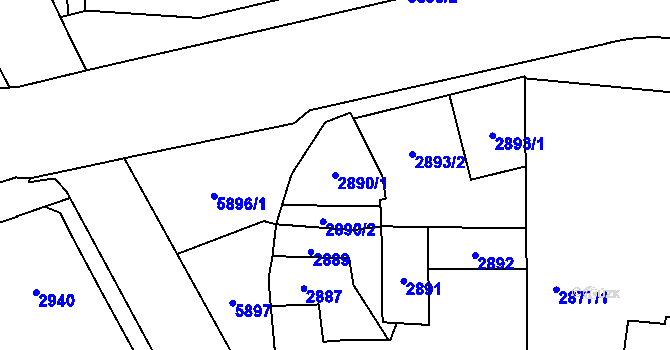 Parcela st. 2890/1 v KÚ Jihlava, Katastrální mapa