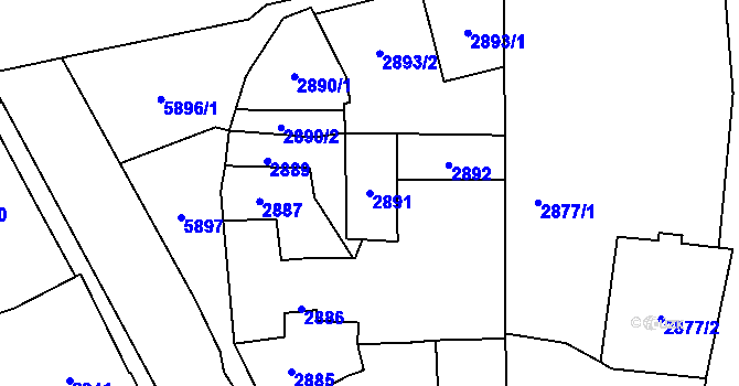 Parcela st. 2891 v KÚ Jihlava, Katastrální mapa