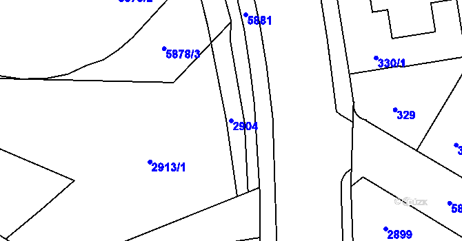 Parcela st. 2904 v KÚ Jihlava, Katastrální mapa