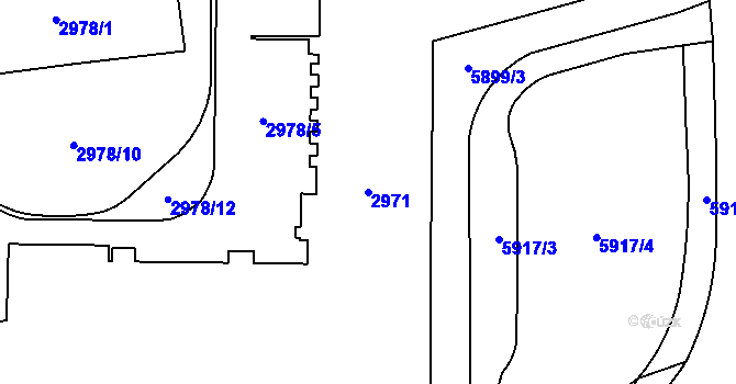Parcela st. 2971 v KÚ Jihlava, Katastrální mapa