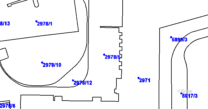 Parcela st. 2978/5 v KÚ Jihlava, Katastrální mapa