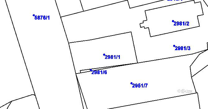 Parcela st. 2981/1 v KÚ Jihlava, Katastrální mapa