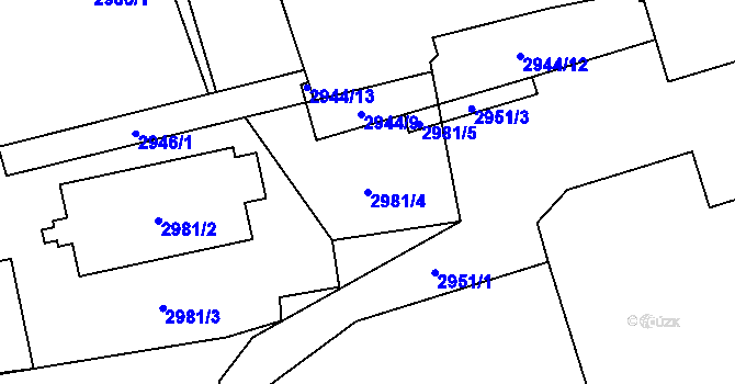 Parcela st. 2981/4 v KÚ Jihlava, Katastrální mapa