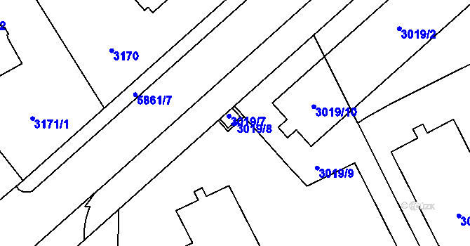 Parcela st. 3019/8 v KÚ Jihlava, Katastrální mapa