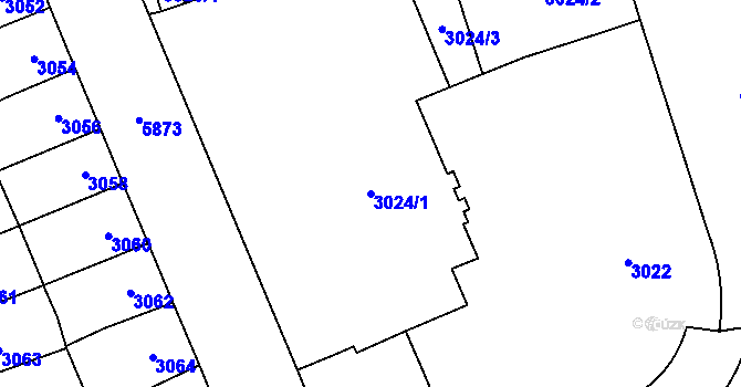 Parcela st. 3024/1 v KÚ Jihlava, Katastrální mapa