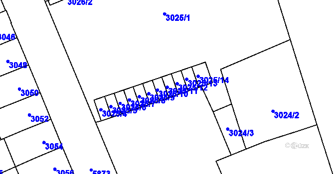 Parcela st. 3025/11 v KÚ Jihlava, Katastrální mapa
