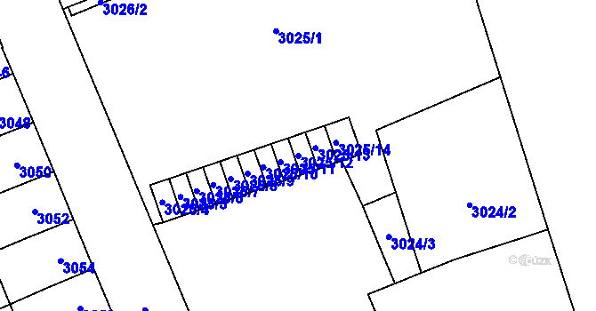 Parcela st. 3025/12 v KÚ Jihlava, Katastrální mapa