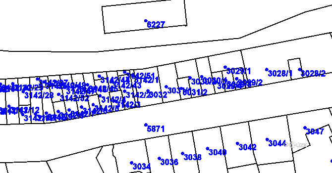 Parcela st. 3031/1 v KÚ Jihlava, Katastrální mapa