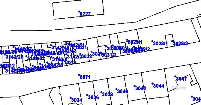 Parcela st. 3031/2 v KÚ Jihlava, Katastrální mapa