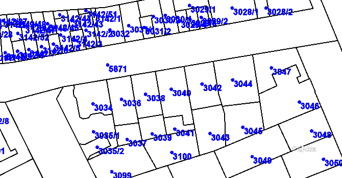 Parcela st. 3040 v KÚ Jihlava, Katastrální mapa