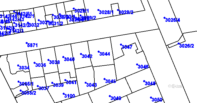 Parcela st. 3044 v KÚ Jihlava, Katastrální mapa