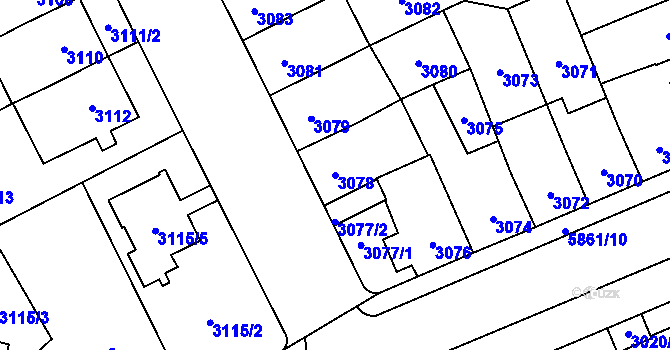 Parcela st. 3078 v KÚ Jihlava, Katastrální mapa