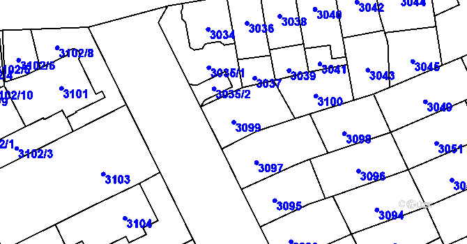 Parcela st. 3099 v KÚ Jihlava, Katastrální mapa
