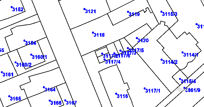 Parcela st. 3117/2 v KÚ Jihlava, Katastrální mapa