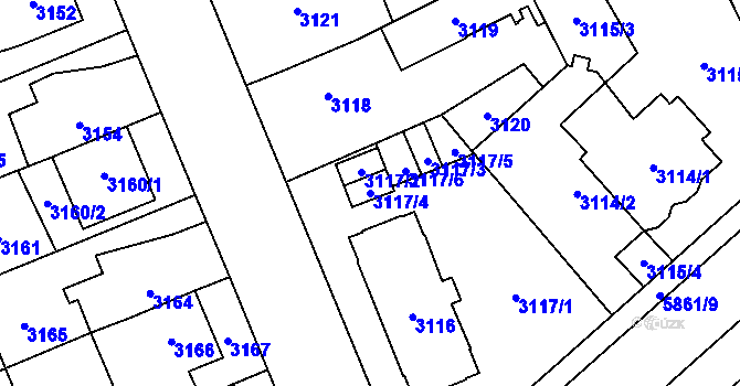 Parcela st. 3117/4 v KÚ Jihlava, Katastrální mapa