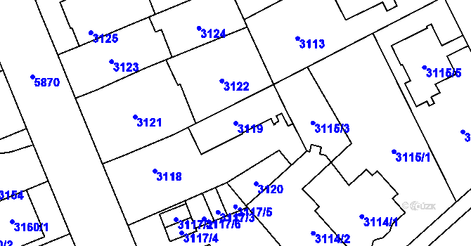 Parcela st. 3119 v KÚ Jihlava, Katastrální mapa