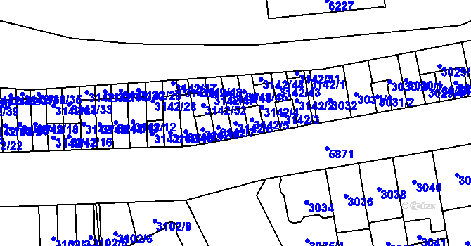 Parcela st. 3142/6 v KÚ Jihlava, Katastrální mapa