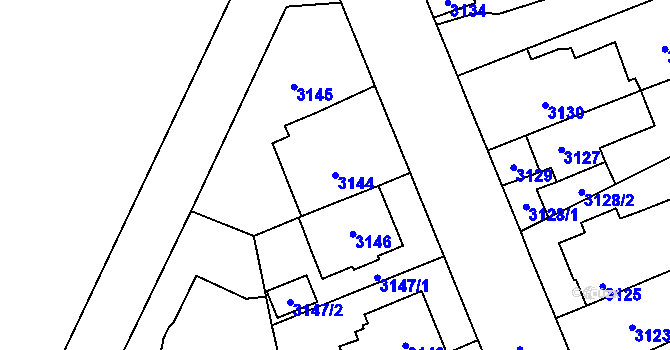 Parcela st. 3144 v KÚ Jihlava, Katastrální mapa