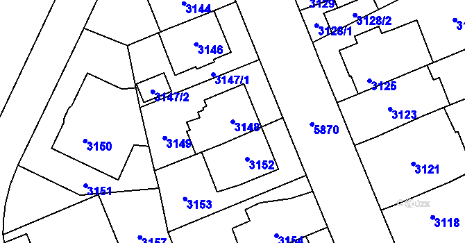 Parcela st. 3148 v KÚ Jihlava, Katastrální mapa