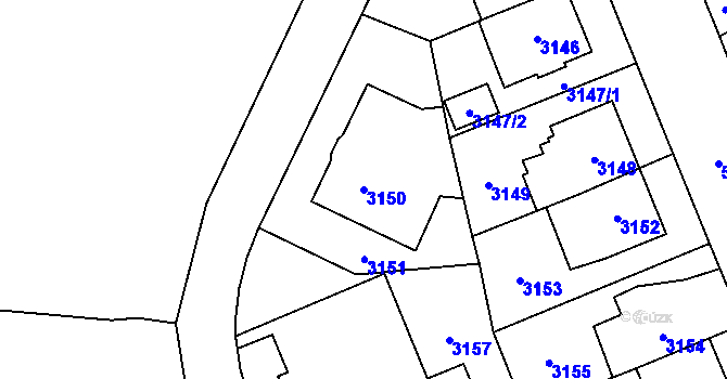 Parcela st. 3150 v KÚ Jihlava, Katastrální mapa