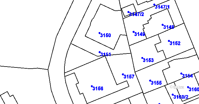 Parcela st. 3151 v KÚ Jihlava, Katastrální mapa