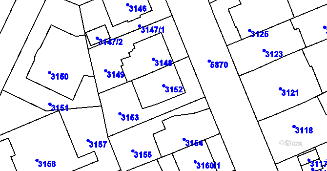 Parcela st. 3152 v KÚ Jihlava, Katastrální mapa