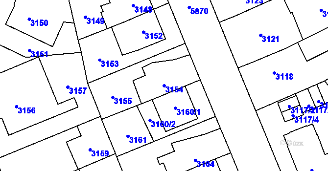 Parcela st. 3154 v KÚ Jihlava, Katastrální mapa