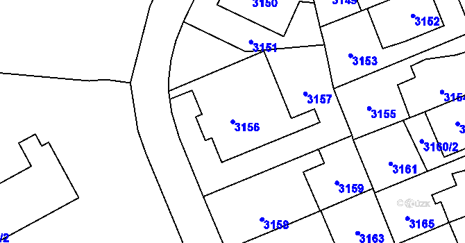 Parcela st. 3156 v KÚ Jihlava, Katastrální mapa