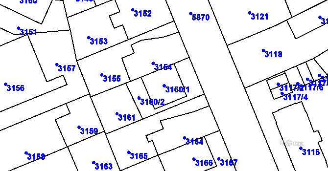 Parcela st. 3160/1 v KÚ Jihlava, Katastrální mapa
