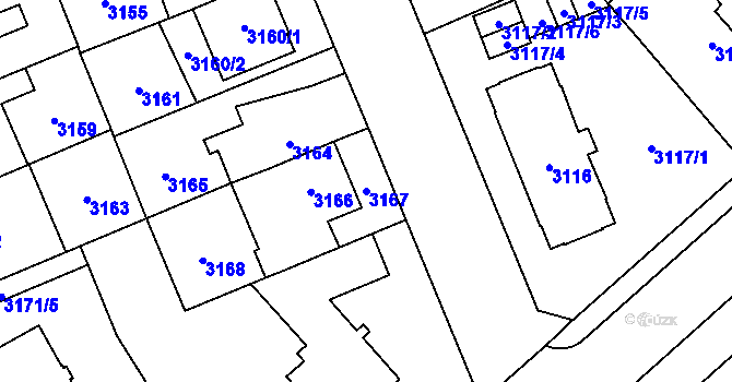 Parcela st. 3167 v KÚ Jihlava, Katastrální mapa