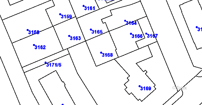 Parcela st. 3168 v KÚ Jihlava, Katastrální mapa