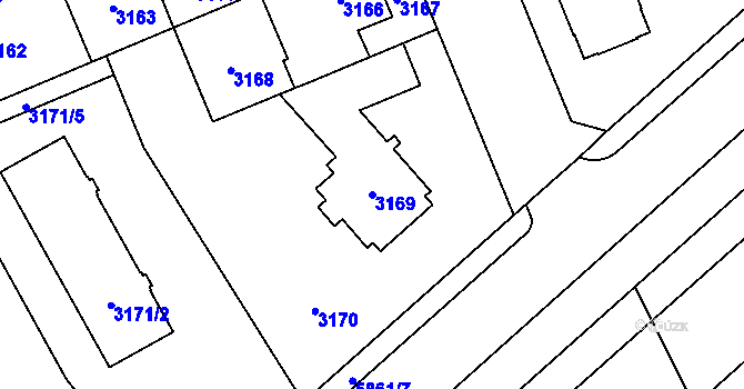 Parcela st. 3169 v KÚ Jihlava, Katastrální mapa