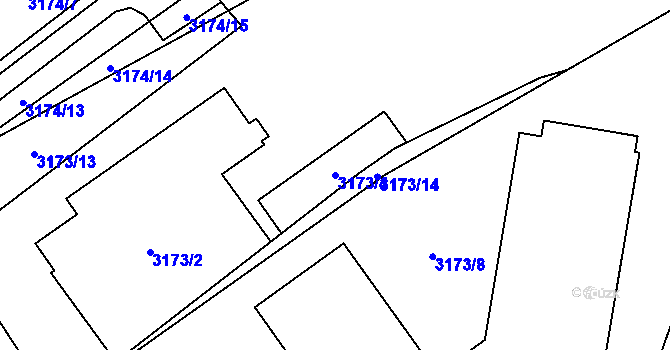 Parcela st. 3173/4 v KÚ Jihlava, Katastrální mapa