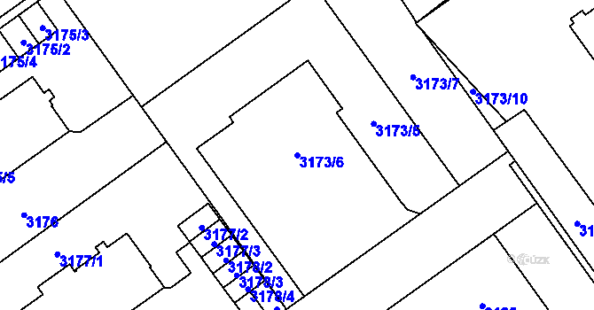 Parcela st. 3173/6 v KÚ Jihlava, Katastrální mapa