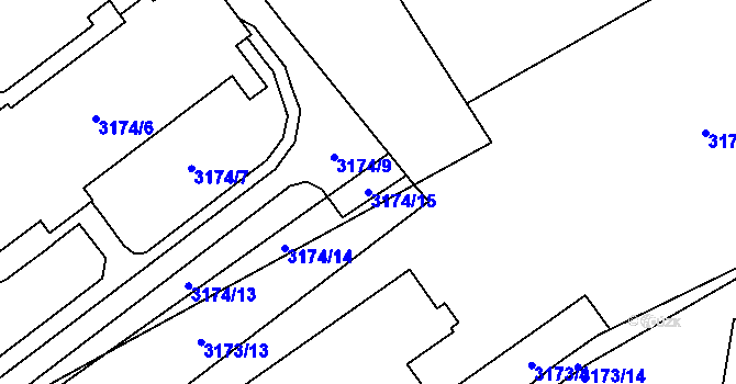 Parcela st. 3174/15 v KÚ Jihlava, Katastrální mapa