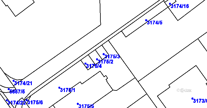 Parcela st. 3175/3 v KÚ Jihlava, Katastrální mapa