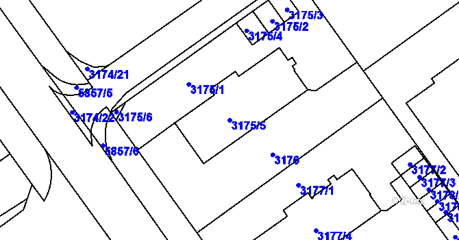 Parcela st. 3175/5 v KÚ Jihlava, Katastrální mapa