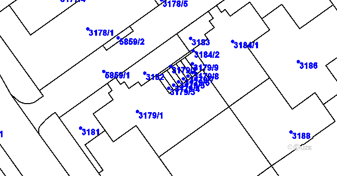 Parcela st. 3179/3 v KÚ Jihlava, Katastrální mapa