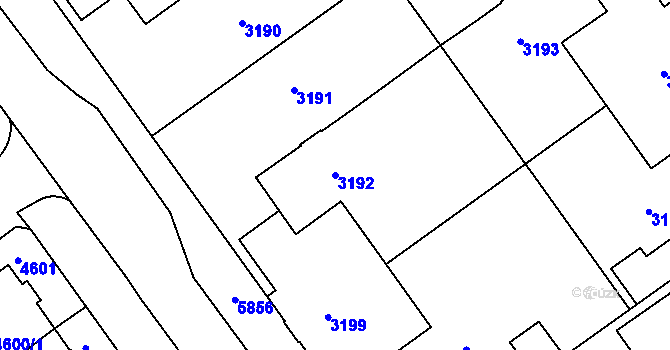 Parcela st. 3192 v KÚ Jihlava, Katastrální mapa