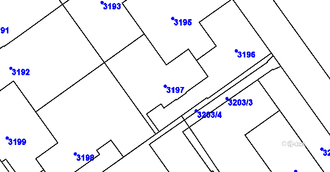 Parcela st. 3197 v KÚ Jihlava, Katastrální mapa