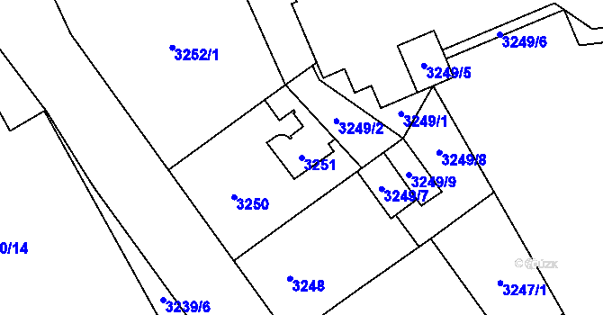 Parcela st. 3251 v KÚ Jihlava, Katastrální mapa