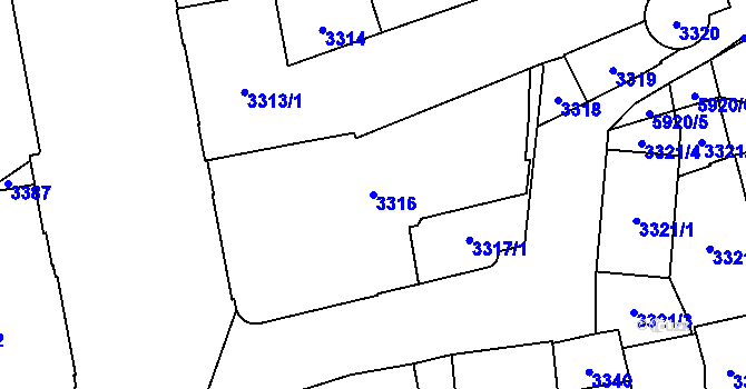 Parcela st. 3316 v KÚ Jihlava, Katastrální mapa
