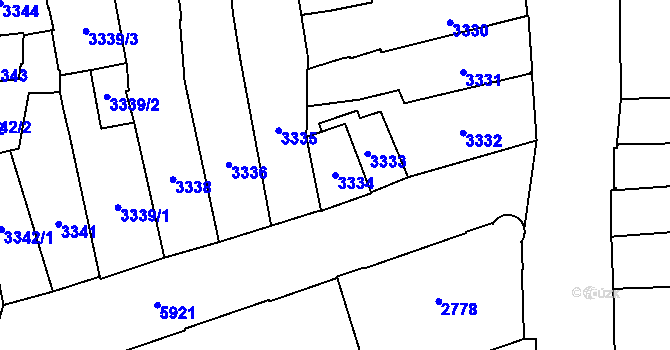 Parcela st. 3334 v KÚ Jihlava, Katastrální mapa