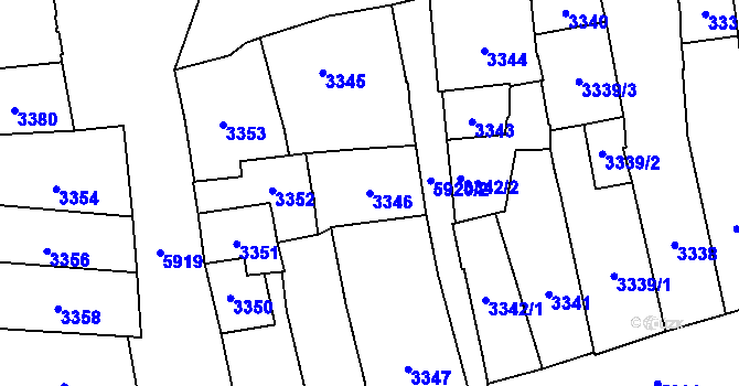 Parcela st. 3346 v KÚ Jihlava, Katastrální mapa