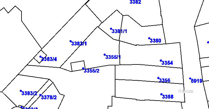 Parcela st. 3355/1 v KÚ Jihlava, Katastrální mapa